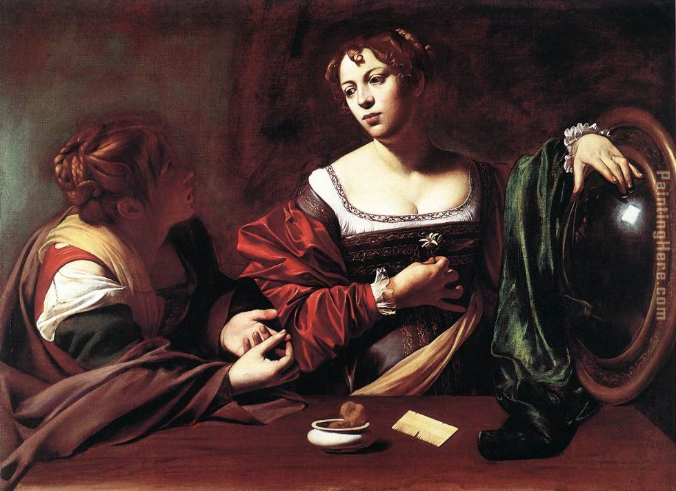 Martha and Mary Magdalene painting - Caravaggio Martha and Mary Magdalene art painting
